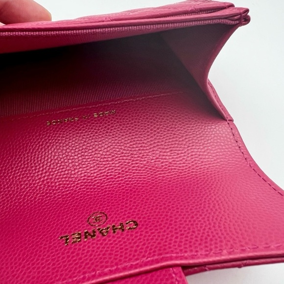 Rare HTF Chanel Wallet Pink 2022 Interlocking CC Wallet Snap Pink Chanel Wallet - Picture 9 of 11
